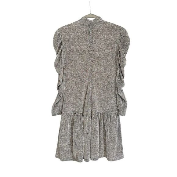 Rebecca Taylor Silver Mock Neck Mini Dress Ruched NWT Small - Picture 3 of 7